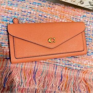 Coach Wyn Crossgrain Leather Light Coral Soft Wallet & French Connection Scarf